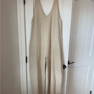 Free People Cream Sleeveless Jumpsuit